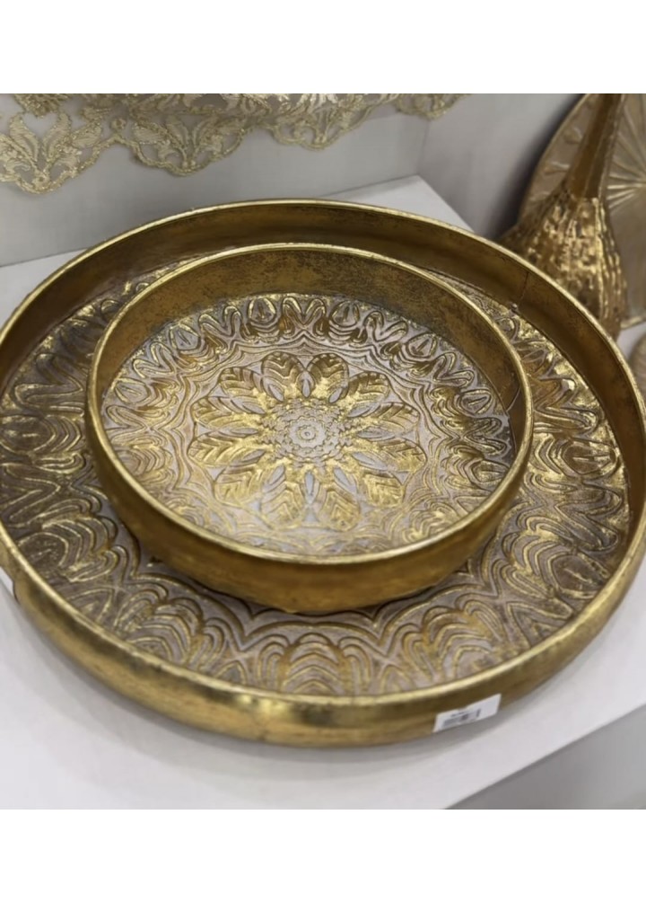 DEKORATİF TEPSİ GOLD 2Lİ